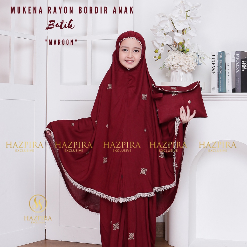 MUKENA ANAK BORDIR BATIK KAIN RAYON UMUR 5-15 TAHUN