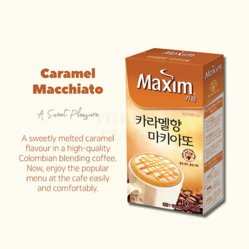 

[isi 10 Pcs] PREMIUM Maxim Coffee Caramel Macchiato - Kopi Original Korea