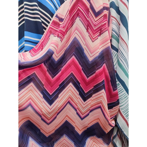 Kain Ceruty motif Zigzag Di  | Bahan Ceruti  terbaru | Bahan Atasan Fashion wanita