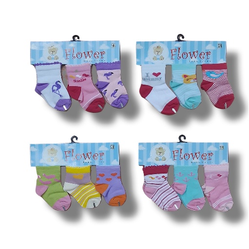 (NEW) Kaos Kaki Bayi 3 IN 1 FLOWER SNI