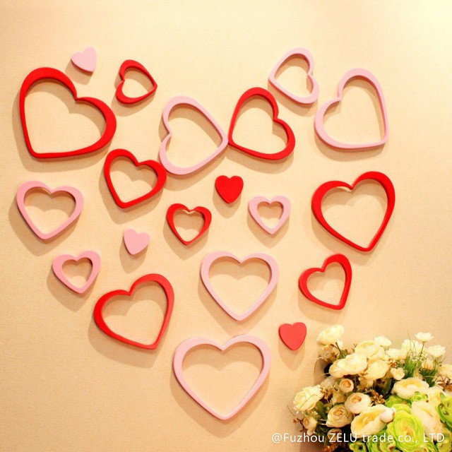 3D Wall Sticker Model HEART LOVE bahan kayu ringan Dekorasi Interior