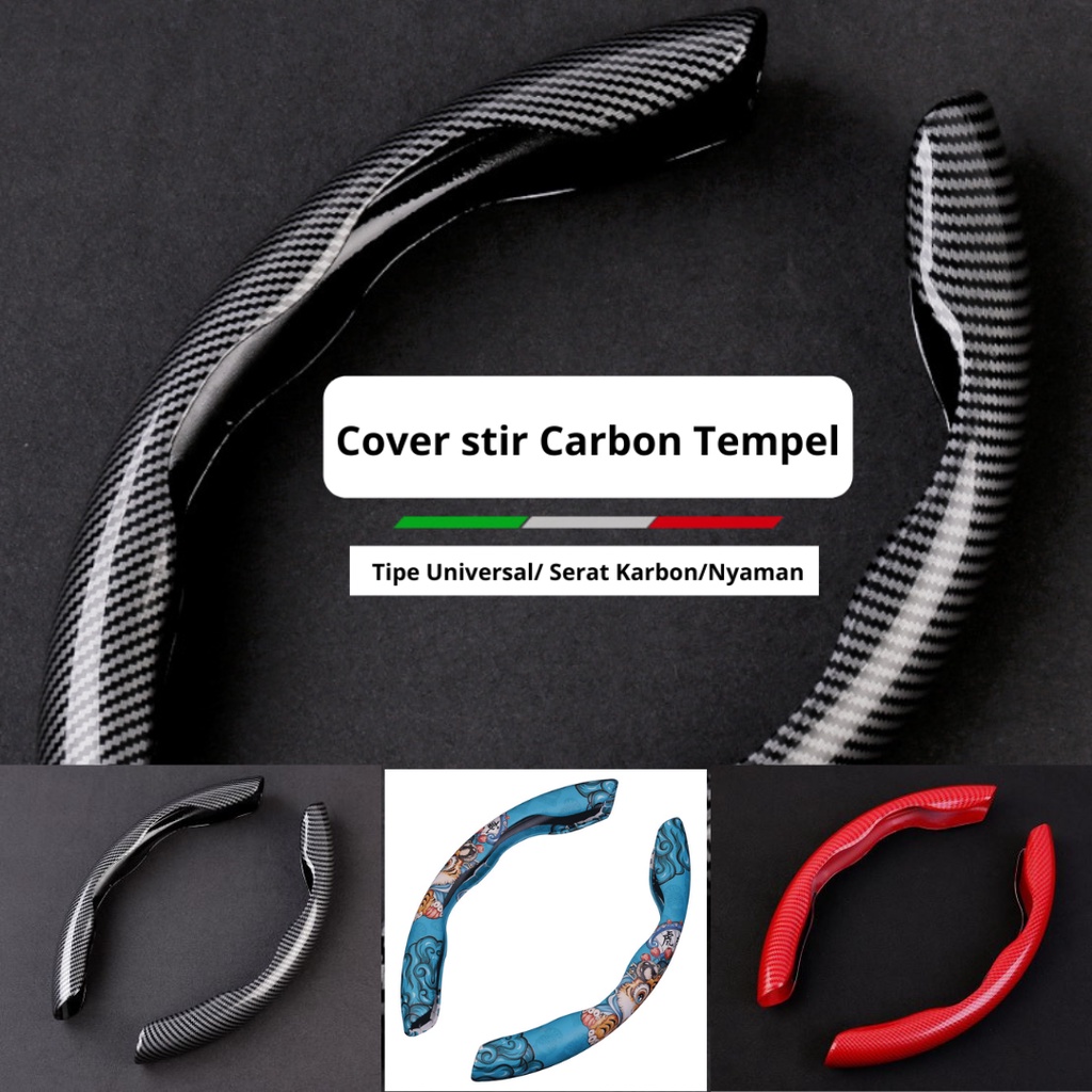 Cover Stir Mobil / Sarung Stir Mobil Tempelan carbon