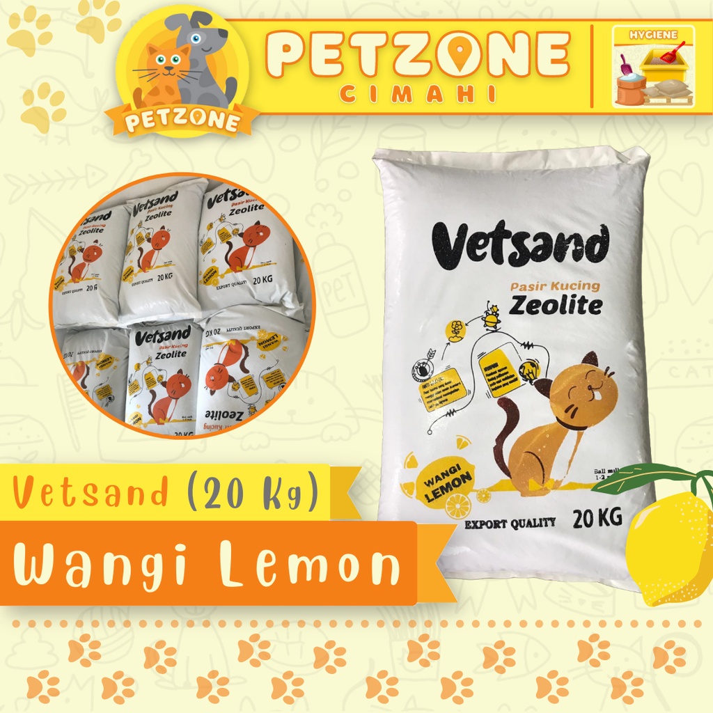 [GRAB INSTANT] VETSAND PASIR KUCING WANGI LEMON 20 KG / 26 LITER ZEOLITE GUMPAL (Max 2 pcs)