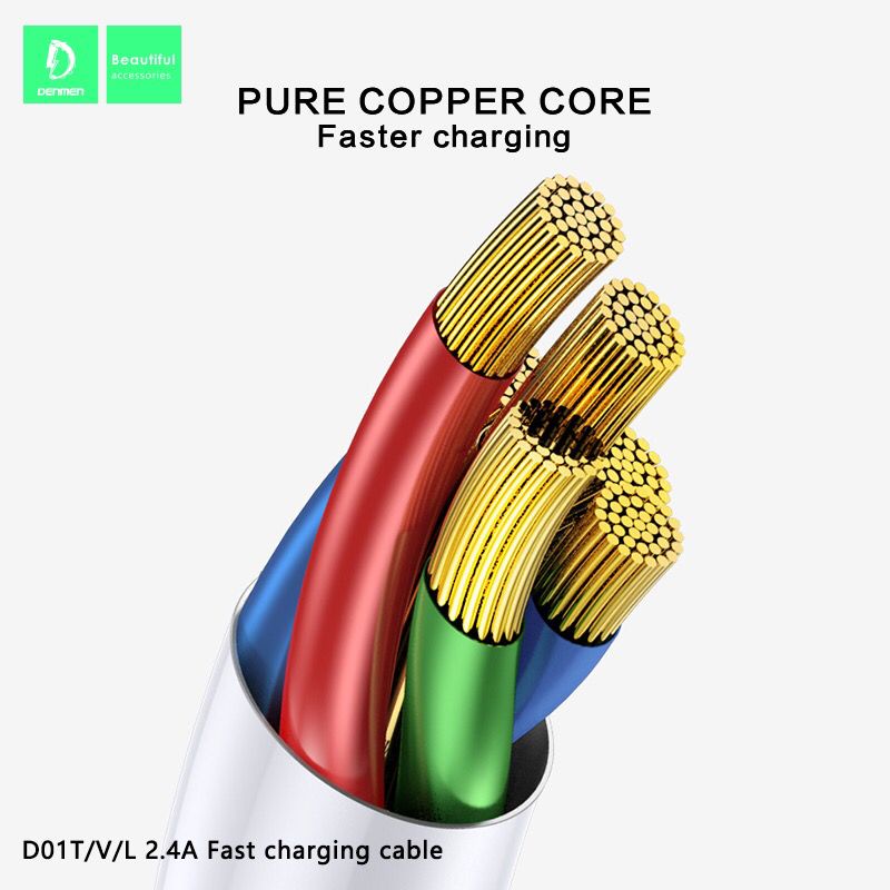 KABEL DATA DENMEN D01V MIRCO / DENMEN KABEL DATA KECEPATAN TINGGI 1M 2A 3A 5A PENGISIAN CEPAT UNTUK SEMUA HP