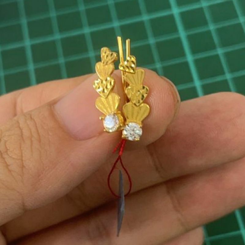 Anting Wanita Jepit Branded baris permata Hadiah Pacar Istri teman Sahabat ibu Cantik Gold emas Asli