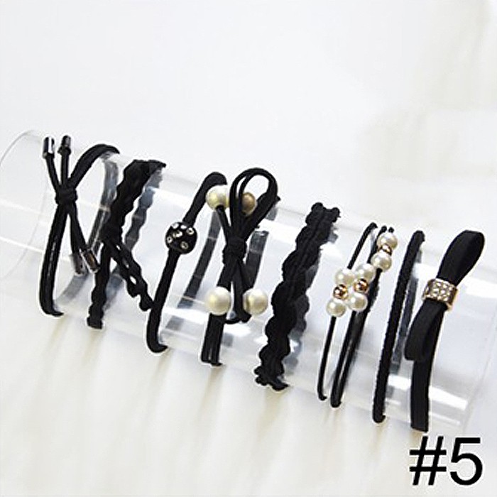 ★ Cayman ★ 1 Set Ikat Rambut Simple Bahan Karet Gaya Wanita Fashion Women Lady Hair Band jew35-Design 5 (8pcs)