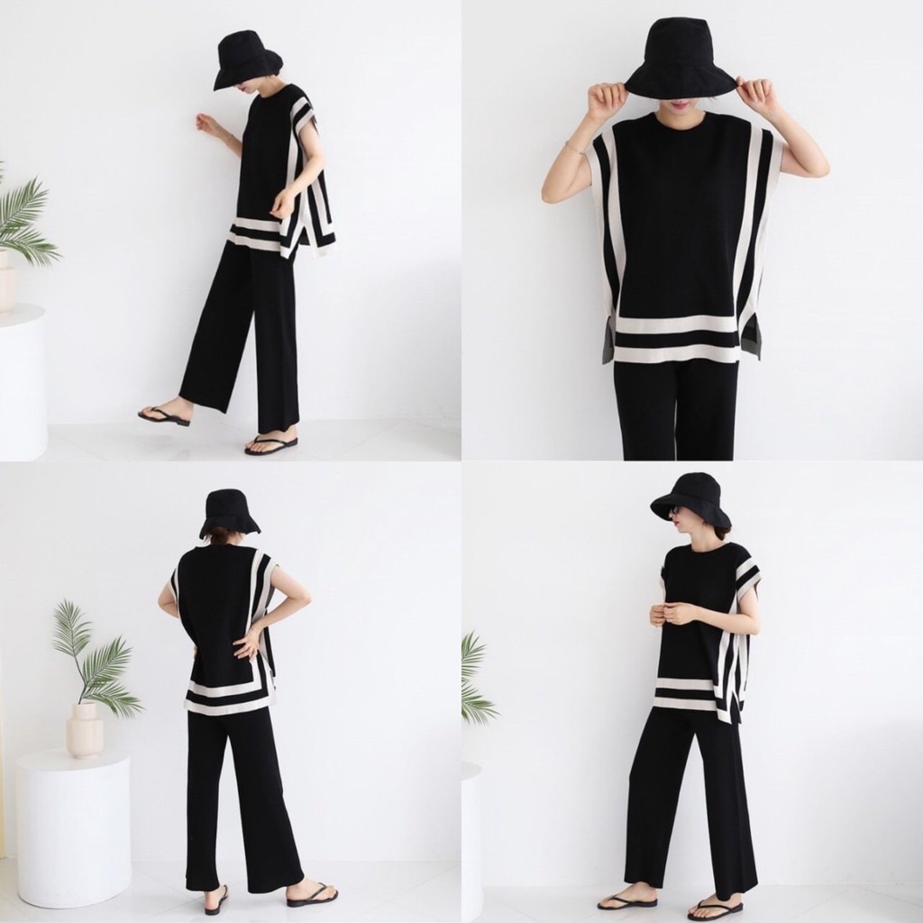 SET6376 Quinn Knit Set Loose Top & Pants-5