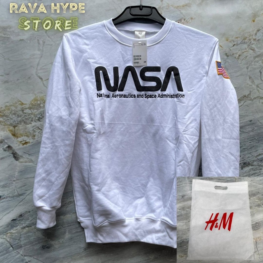 H&amp;M Crewneck NASA White / Sweater HnM Original Pria Wanita