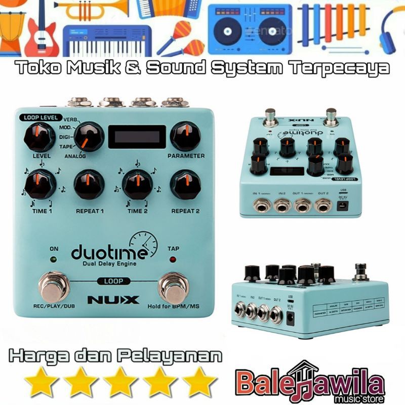 Effek Efek Gitar NUX NDD-6 NDD6 NDD 6 duotime Dual Delay Engine Ori