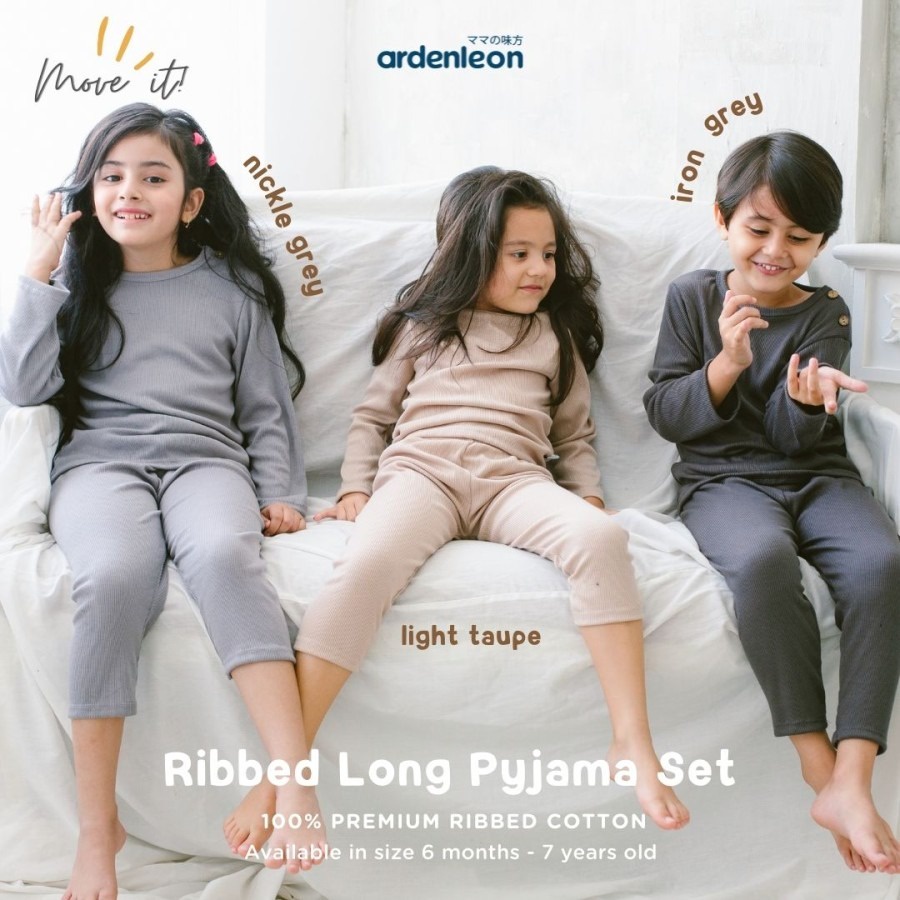 ARDENLEON Ribbed Long Pyjama Set SIZE BESAR