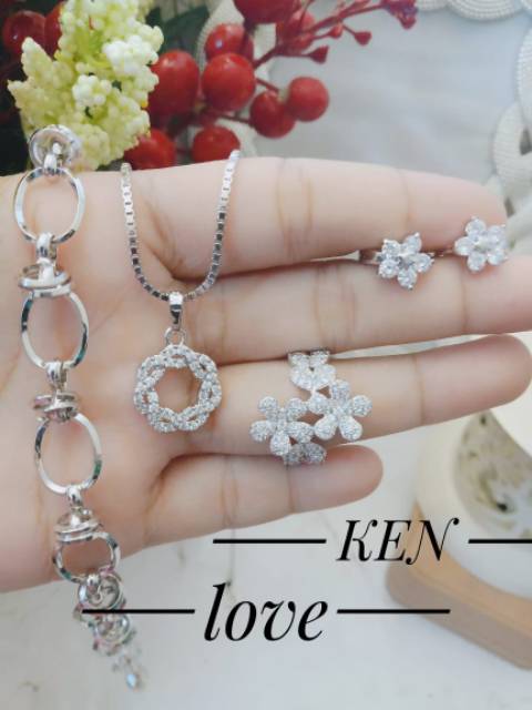 Xuping set perhiasan lapis emas putih terlaris 1214