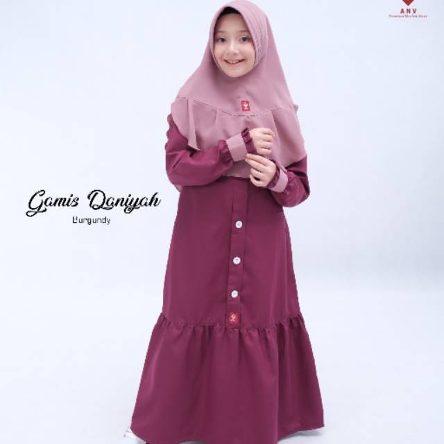 ANV Gamis Daniyah Junior Set Gamis Anak Katun Toyobo Polos