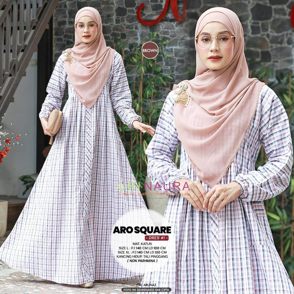 Aro Square Dress Gamis Muslim Mat Katun Original Produk By Orinaura