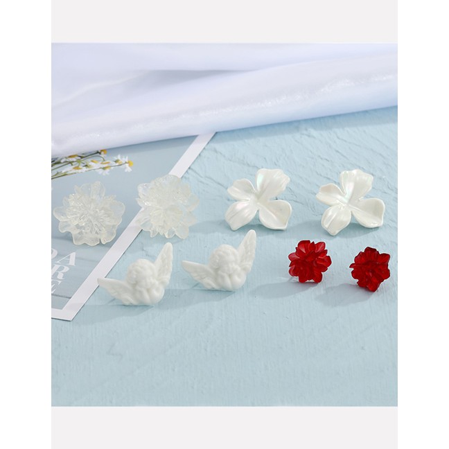 LRC Anting Tusuk Fashion Flower Angel Three-dimensional Flower Resin P4971