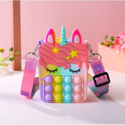 simple dimple pop it rainbow mainan  pop its round fitged Toy Push bubble-TAS POP IT RAINBOW