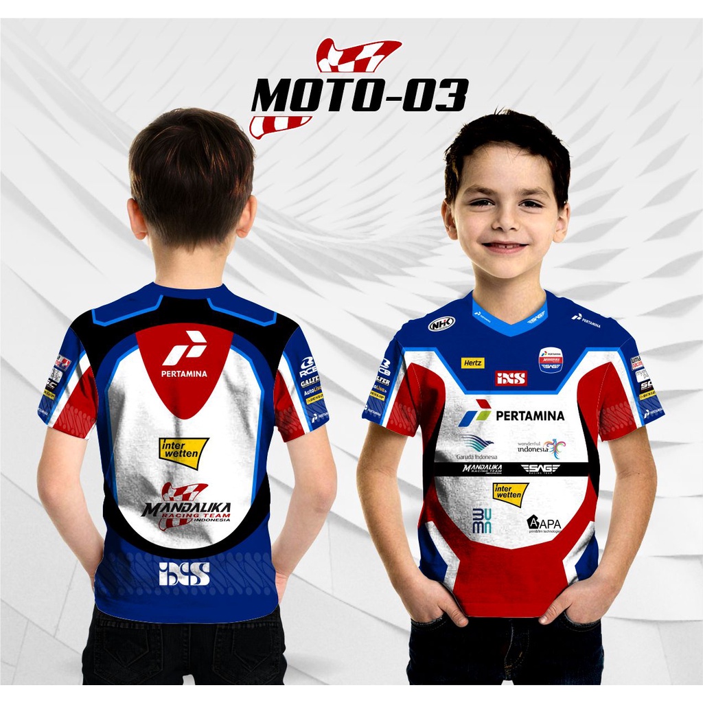 Jersey motogp mandalika anak baju kaos pertamina racing team indonesia