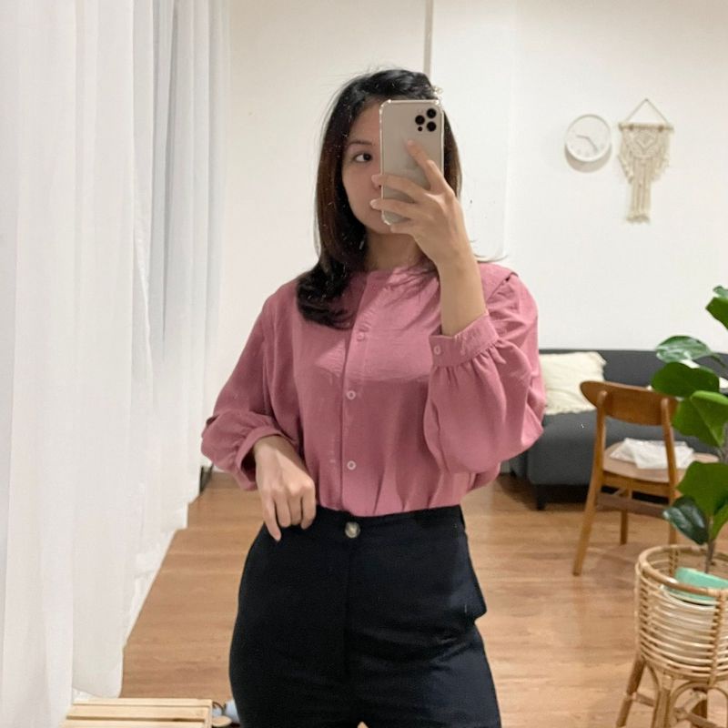 Blouse Kemeja Rayon Crinkle - Blouse Kemeja Formal Kerja - Blouse Korea