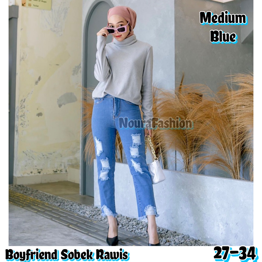 FOLKY BOYFRIEND RIPPED JEANS / BOYFRIEND JEANS SOBEK RAWIS / BOYFRIEND SOBEK LAPIS