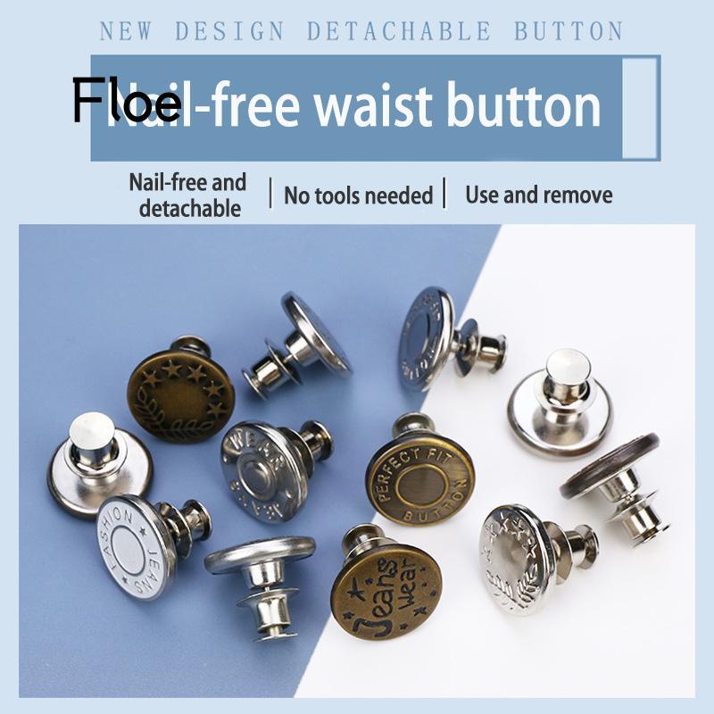 Fl (Buy 3 Get 1 Free) Kancing Metal Adjustable Dapat Dilepas Untuk Celana Jeans / Pakaian Diy