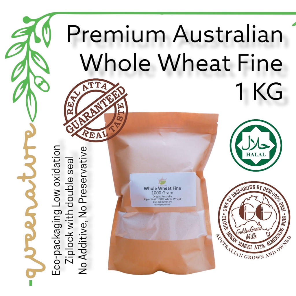 Australian Whole Wheat/ Gandum Utuh halus Australia 1Kg Queenature