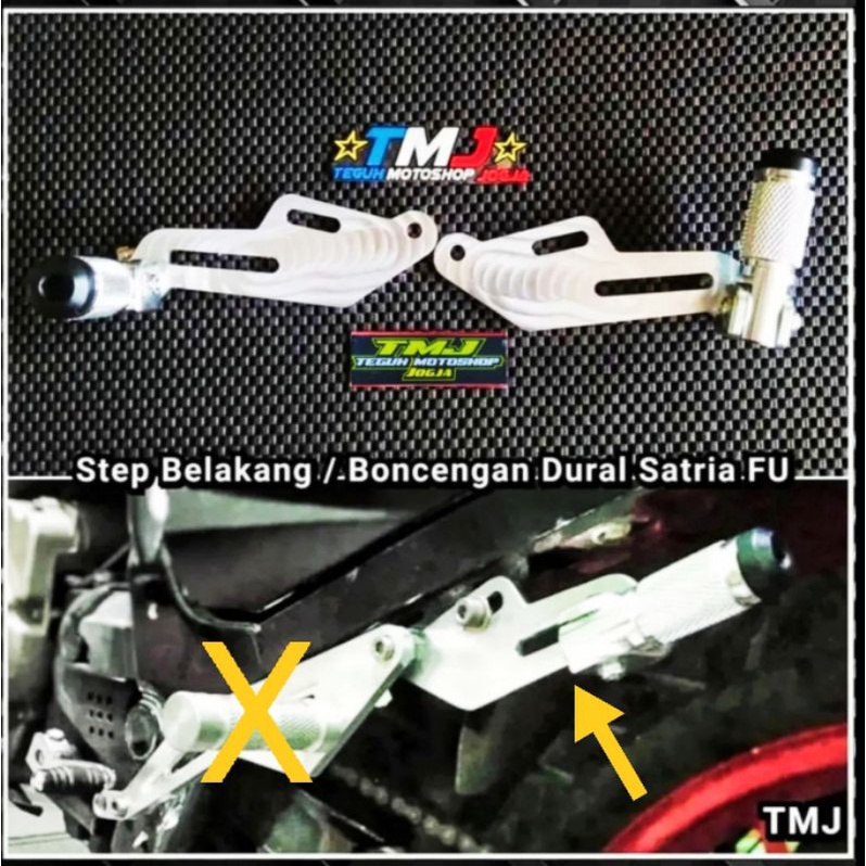 Breket Dudukan step belakang UB UNDERBONE NGRT Satria fu CNC Plat Dural 10mm Step Belakang FU CNC
