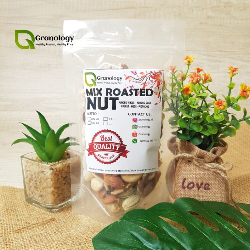 Mix Nut 100 gram (Mede, Almond Whole, Almond Slice, Walnut dan Pistachio)