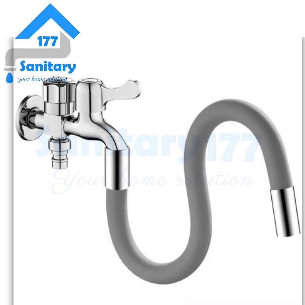 Sambungan Kran air Selang Flexible 20cm 30cm 40cm 50cm -Ekstensi kepala selang air hitam orange  Keran Air Universal 1/2 Inch 360 Derajat Silikon fleksibel