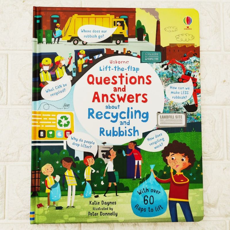 

Usborne Lift the Flap Questions and Answers about Recycling and Rubbish / buku usborne recycle