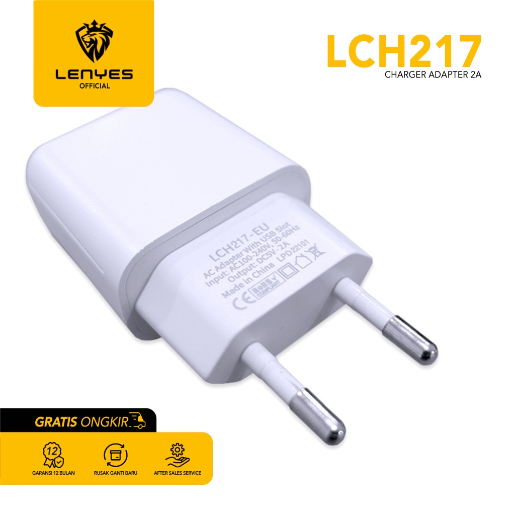 LENYES LCH217 5v 2A adaptor charger Fast Charging 1port USB batok cas HP universal original