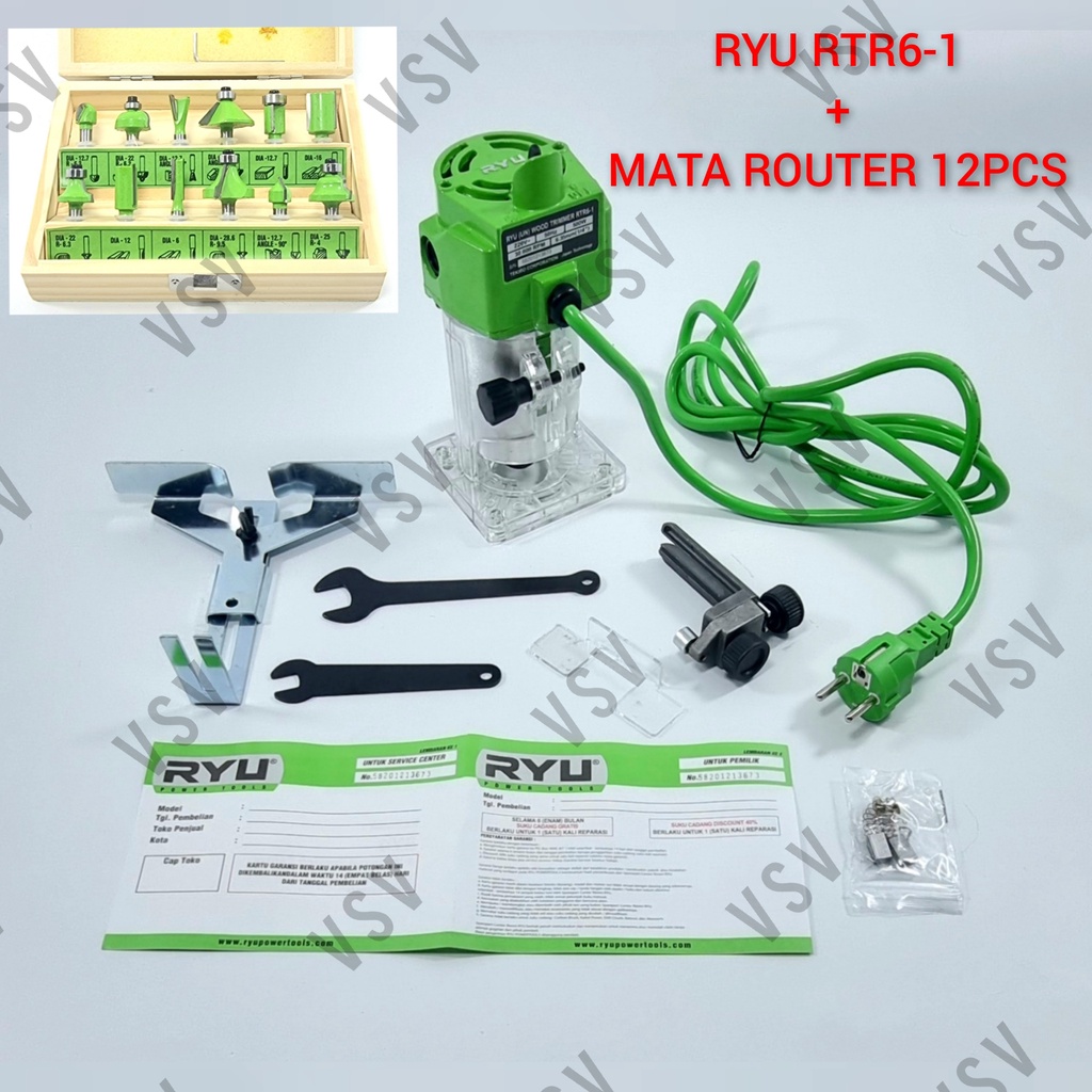 RYU RTR6-1 + Mata profil Wood Trimmer Mesin Profil Kayu Mesin Router kayu