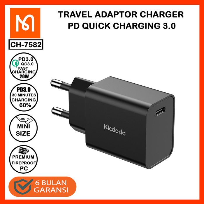 MCDODO Adaptor PD 3.0 20W Quick Charge - CH-7580 / CH-7582 - Garansi Resmi 6 Bulan