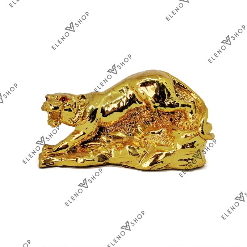 Pajangan Patung Shio Macan Tiger Warna Emas