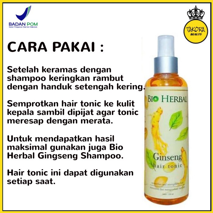 BPOM Paket Bio Herbal Ginseng Hair Tonic &amp; Shampoo Ori Ginseng Penumbuh Penebal Mengatasi Rontok Rambut