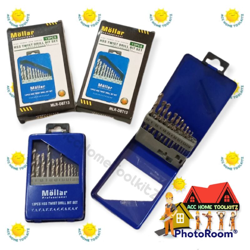 Mata Bor MOLLAR Besi Set 13pcs Hss Twits Drill Bit