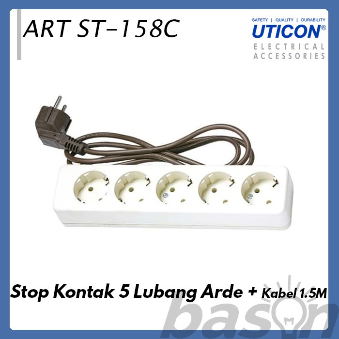 UTICON ST158C Multi Outlet - Stop Kontak 5 Lubang Arde 1.5 Meter