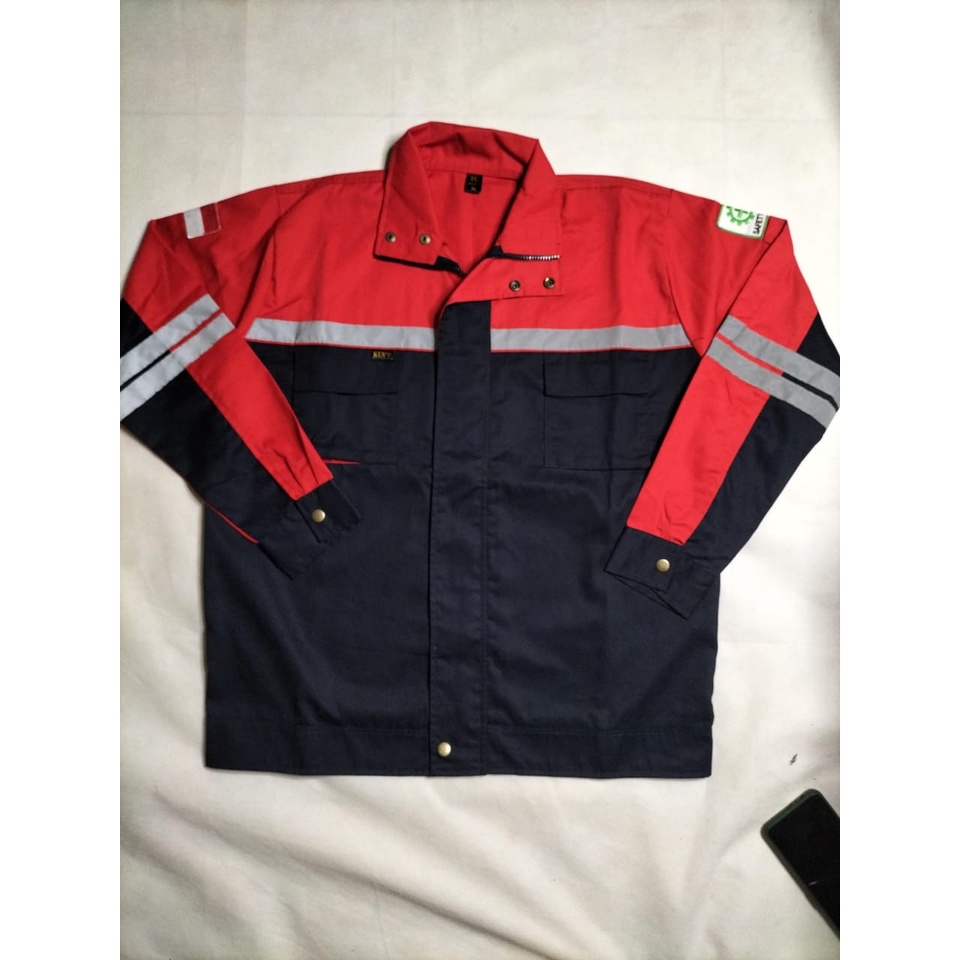 Wearpack Atasan Semi Jaket | Baju Safety Merah Navy