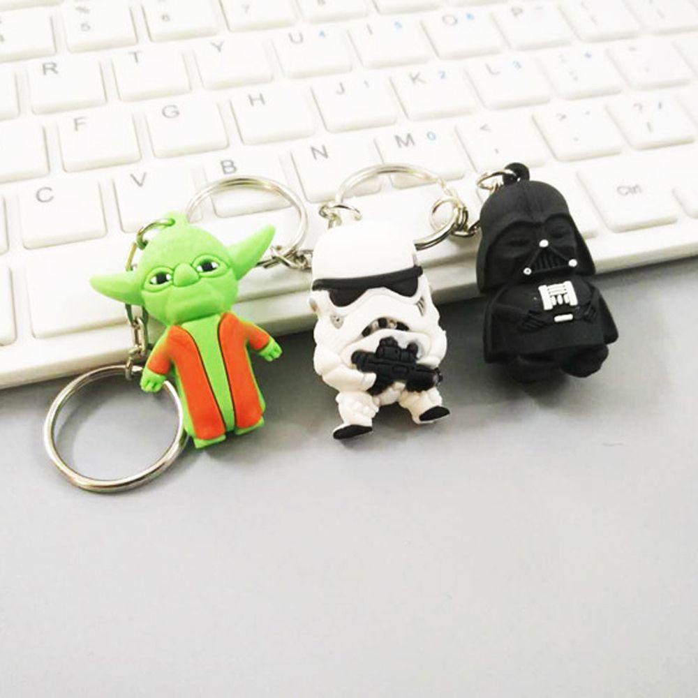 Agustina Star Wars Gantungan Kunci Aksesoris Interior Mobil Anak Hadiah 3D Mainan Anak Action Figure PVC Yoda Key Rings