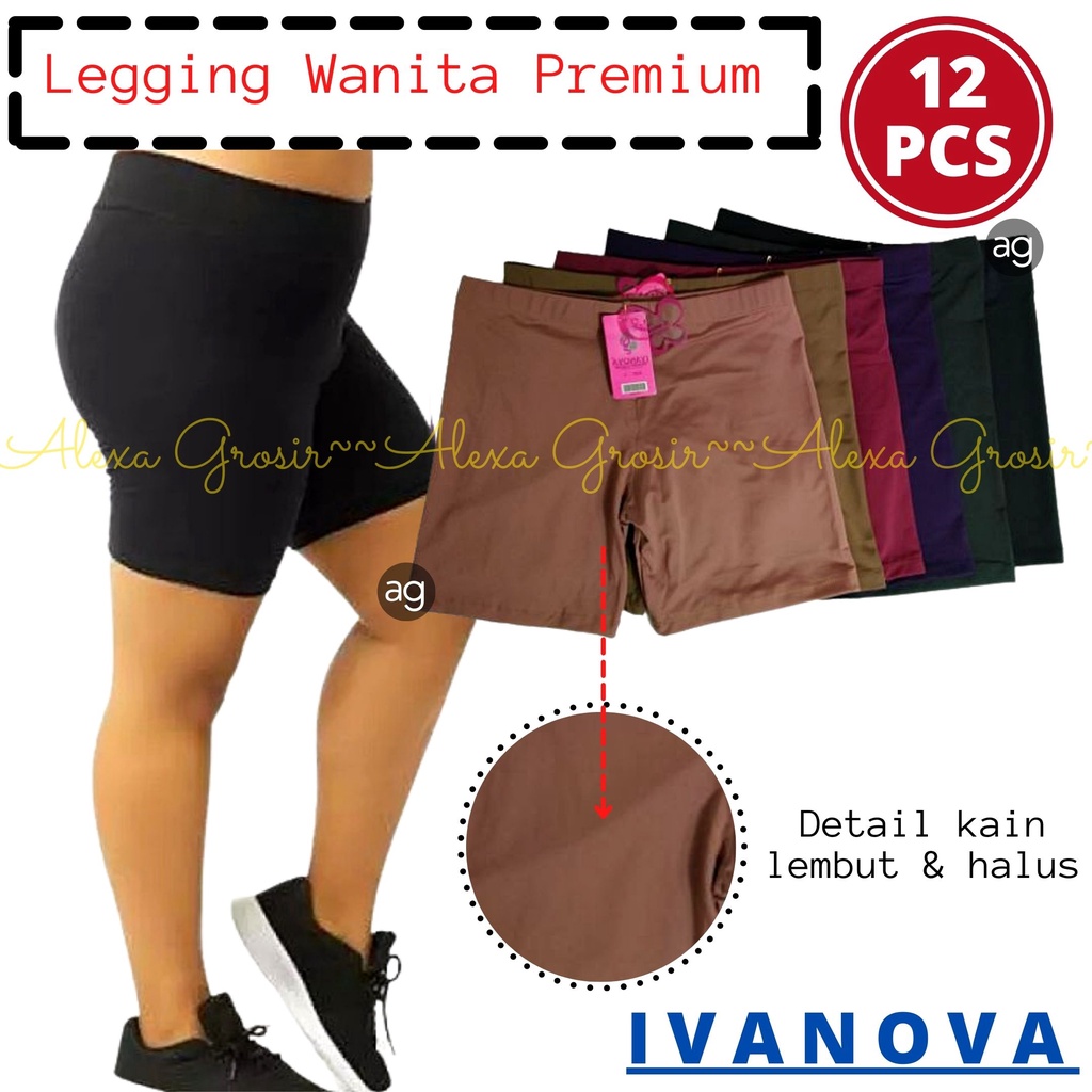 GROSIR 12 PCS READY STOCK LEGGING WANITA PREMIUM IVANOVA PENDEK BASIC BRAND PANJANG TRAINING SPORT