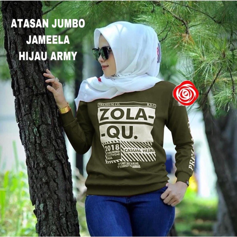 atasan/baju wanita terbaru jameela hijau army size jumbo