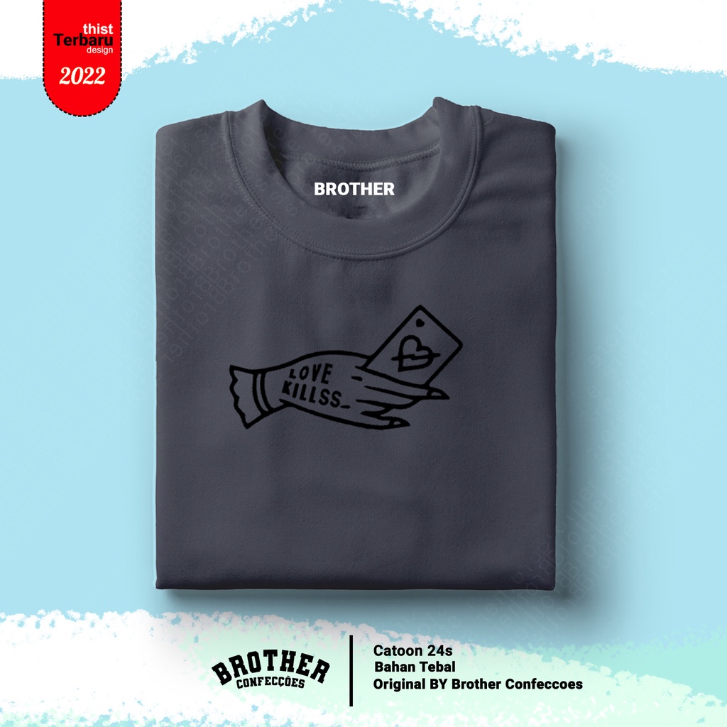 BROTHERSTORE / Kaos Distro Articlel LOVE KL BIRU KAOS TEXT PUTIH print  pria HITAM Premium