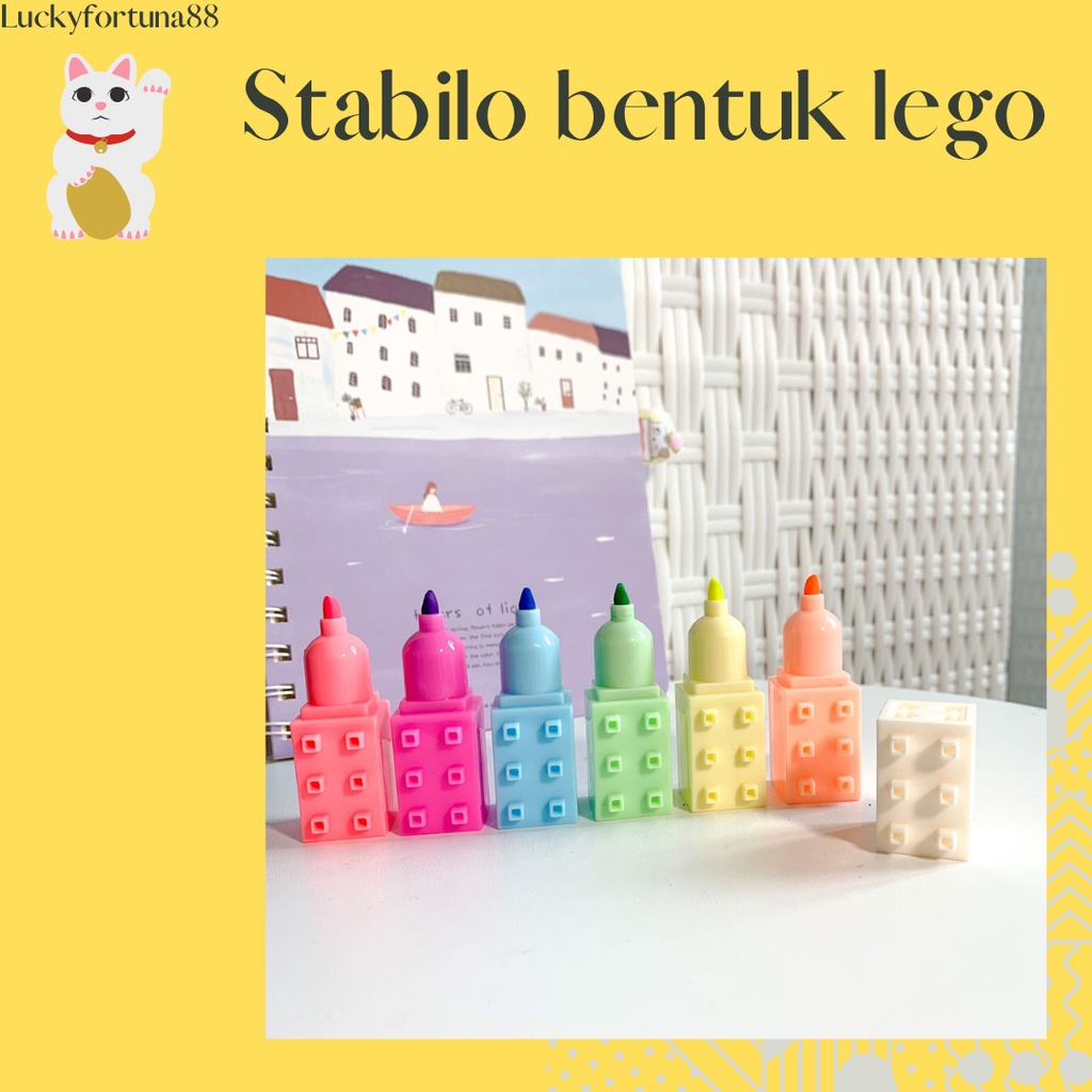 

[Luckyfortuna88] highlighter bentuk lego stabilo bentuk lego alat tulis kantor murah alat tulis sekolah murah kualitas premium lucu murah