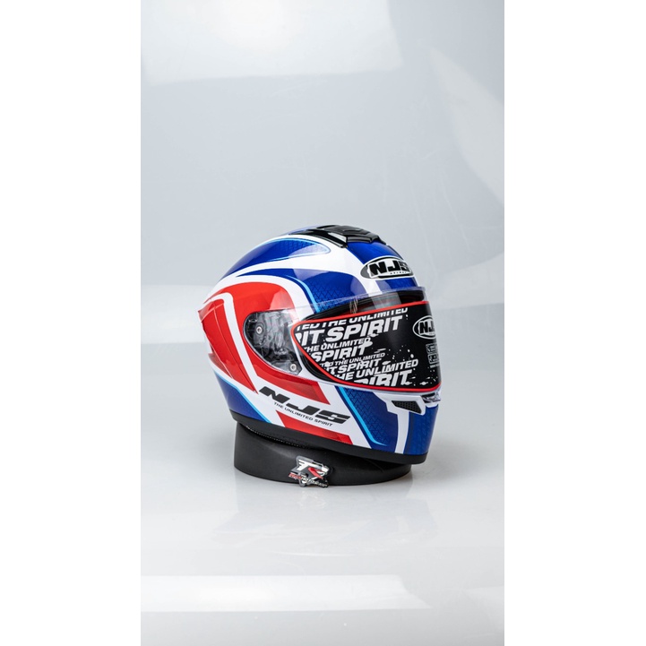 HELM MOTOR NJS ZX-1 TRICOLOR WHITE RED BLUE HELM FULLFACE ORI SNI PUTIH MERAH BIRU P/M - B