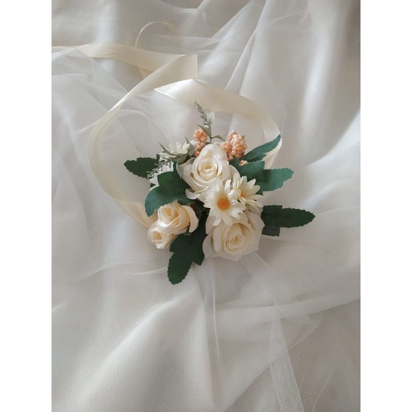 Gelang Bunga Korsase Corsage Boutonniere Bridesmaid Groomsmen Pengantin