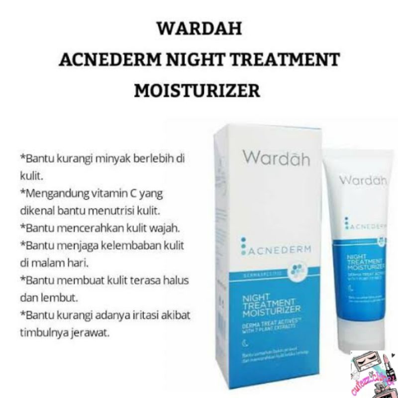 ☃Cutezz_Ching1☃Wardah Acnederm Night Treatment Moisturizer 40ml