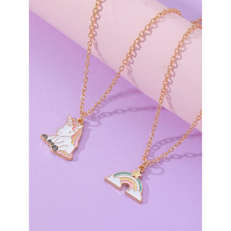 2in1 Kalung Anak Couple Teman Unicorn Kembaran Motif Sahabat Asesoris Perempuan Kado Ulang Tahun