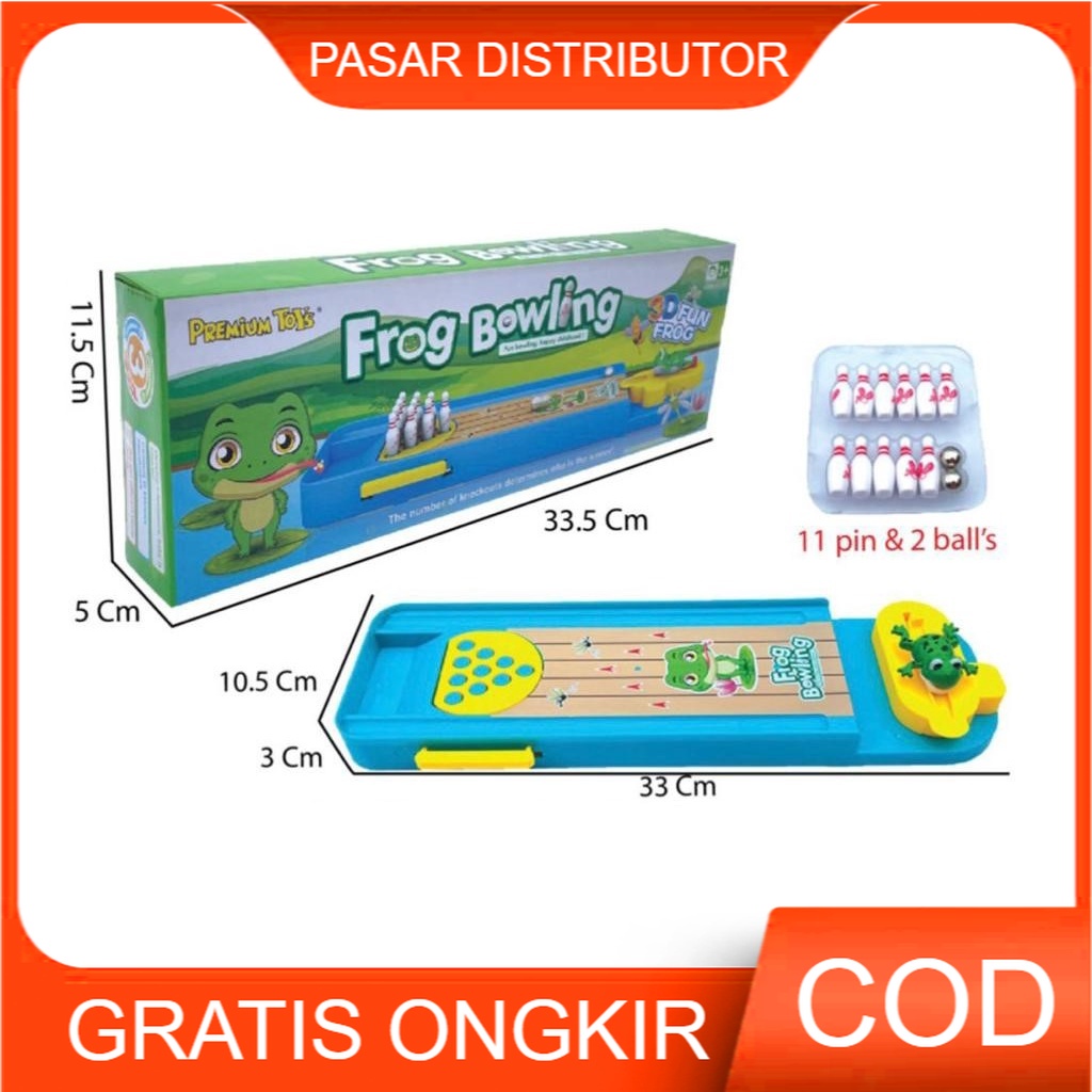 Mainan Anak FROG BOWLING Board Game Bowling Katak Mainan Bowling Mini