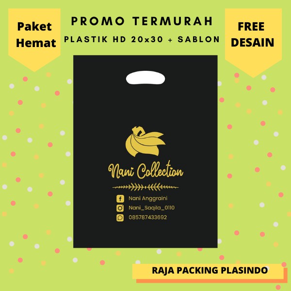 Plastik Sablon HD Plong Uk 20x30 (Harga per 1pcs) Plastik Sablon Packing Free Desain Plastik Sablon Olshop / Plastik Packing /Sablon Plastik