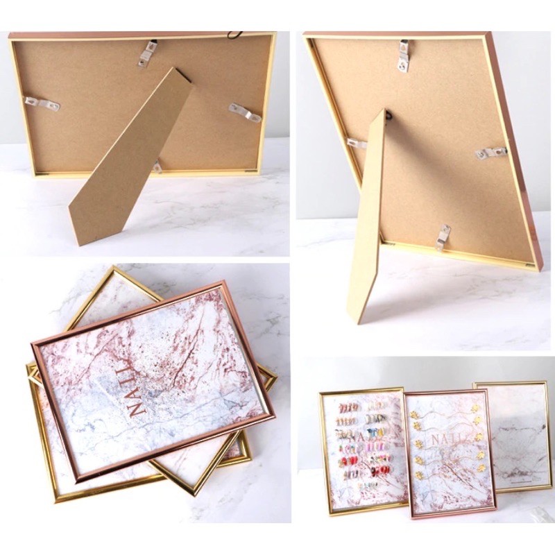 Frame gold display nailart / bingkai foto gold hasil nail art kuku palsu display frame kupal