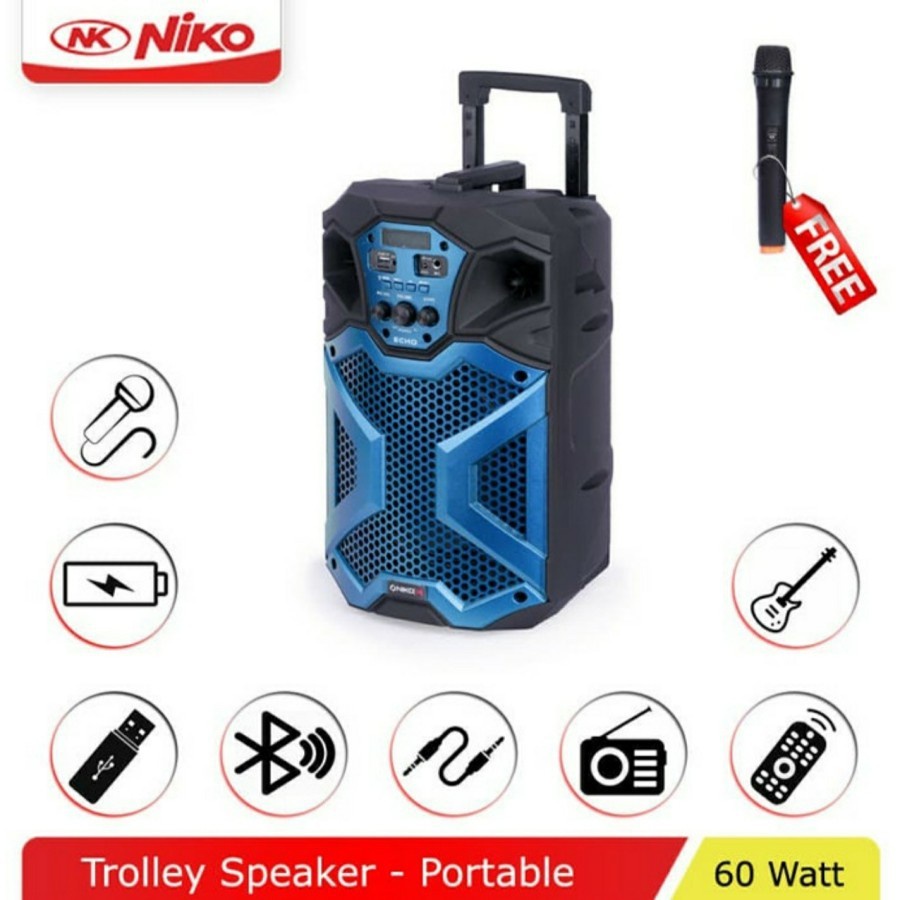 Niko Speaker Trolley ECHO8 Speaker Bluetooth Portable 8 Inch