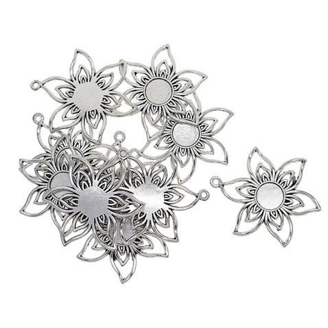 Filigree Flower Charms - Charm Bentuk Bunga Kerawang (5pcs)